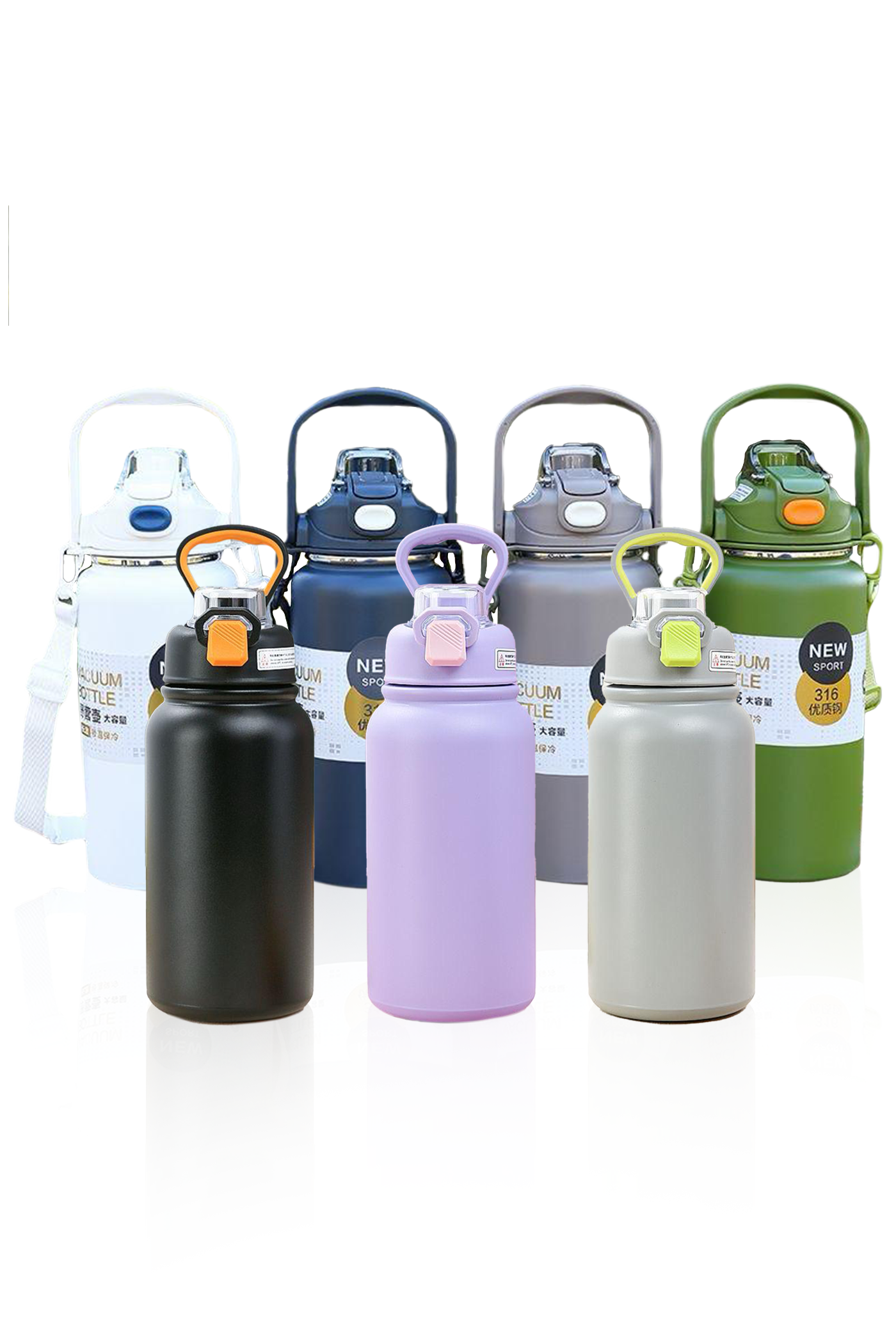 Thermal Water Bottle - 316 Stainless Steel - Straw