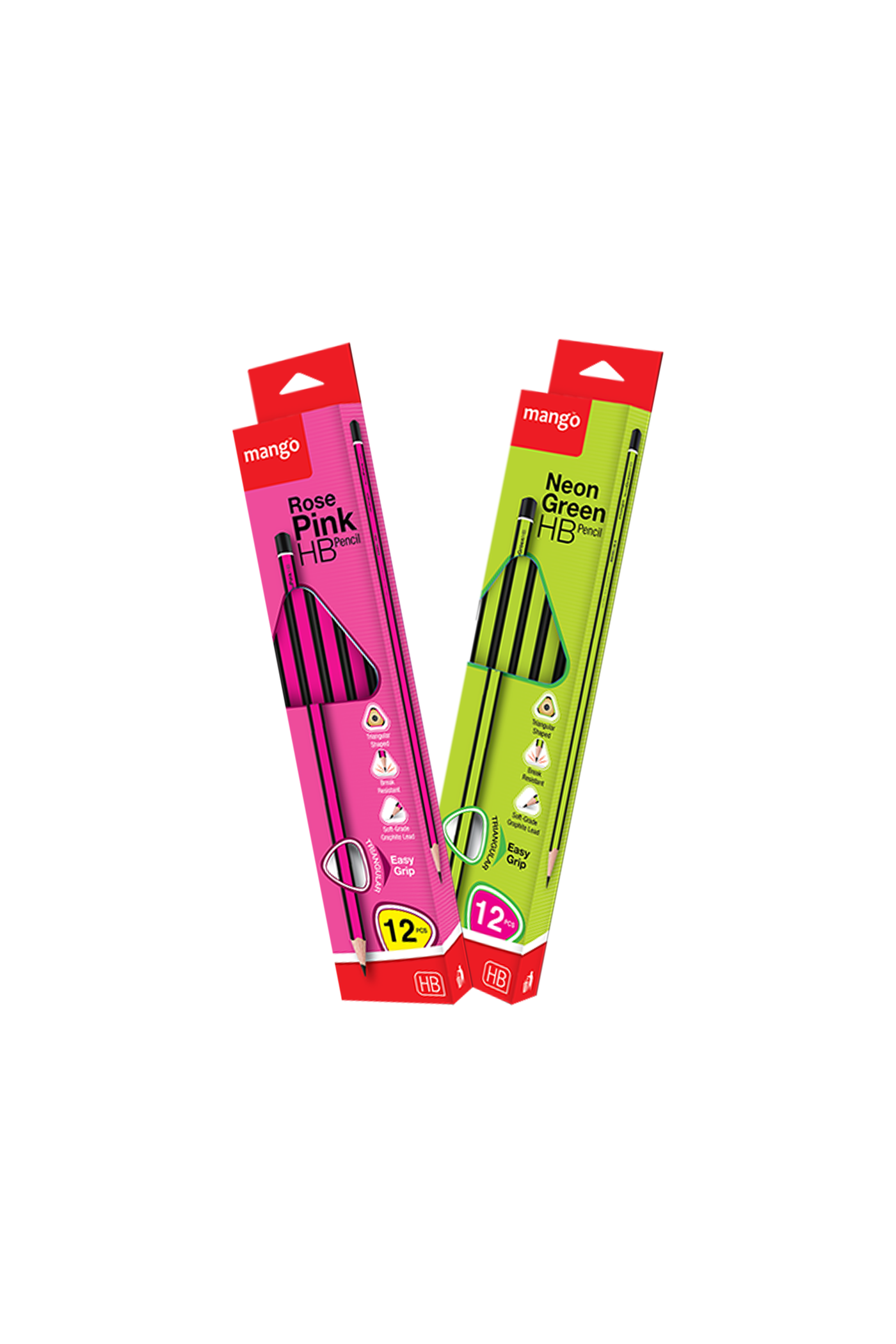 HB - 2 Bundled Packs - Pencil Neon Green & Pink 12Pcs Pack